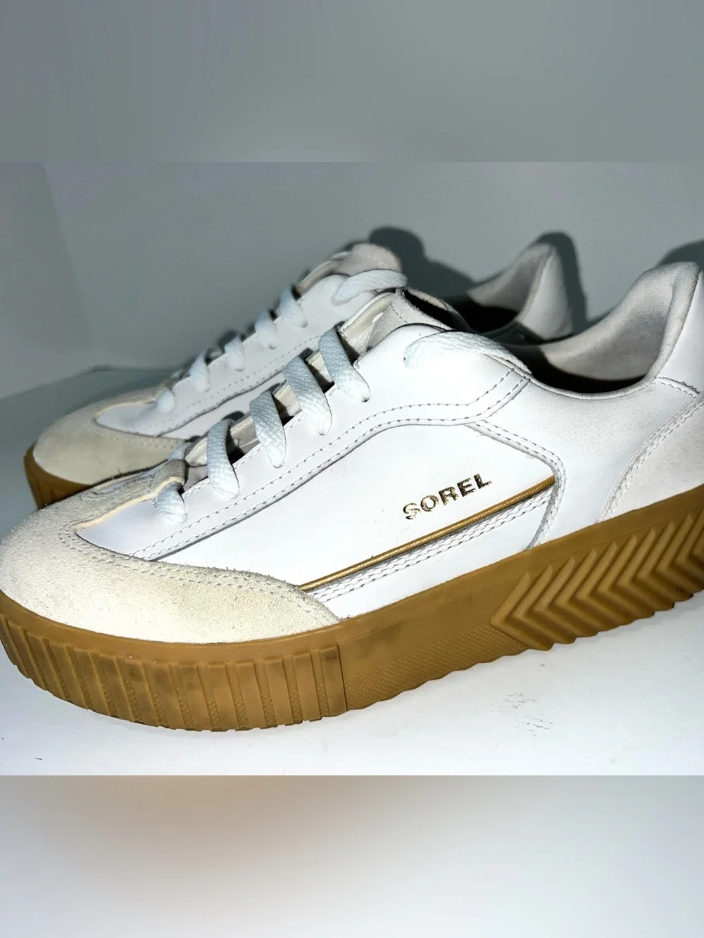 Sorel Ona Ave T-Toe Leather Sneaker White Sz 8.5